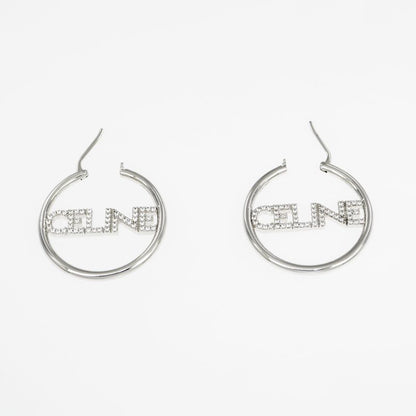 Celine Earrings Hoop Earrings Crystal Silver Color Pair Accessories-