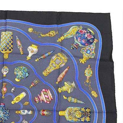 Hermes Scarf Carré 90 Perfume Bottle 100% Silk Black Etc 4000010800900255