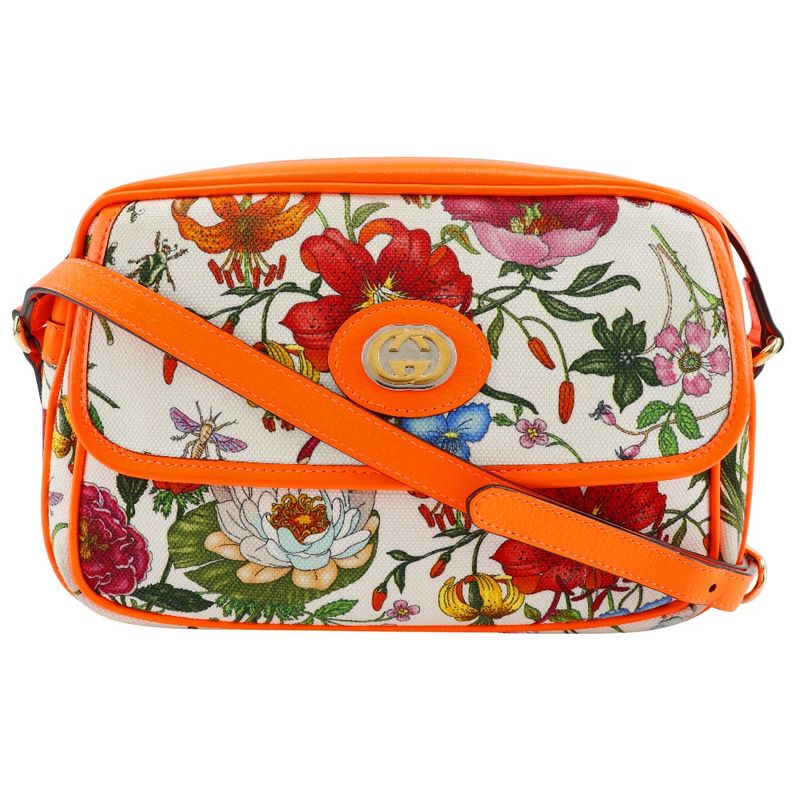 Gucci GG Flora Floral 550147 Canvas And Leather Orange Ladies Shoulder Bag