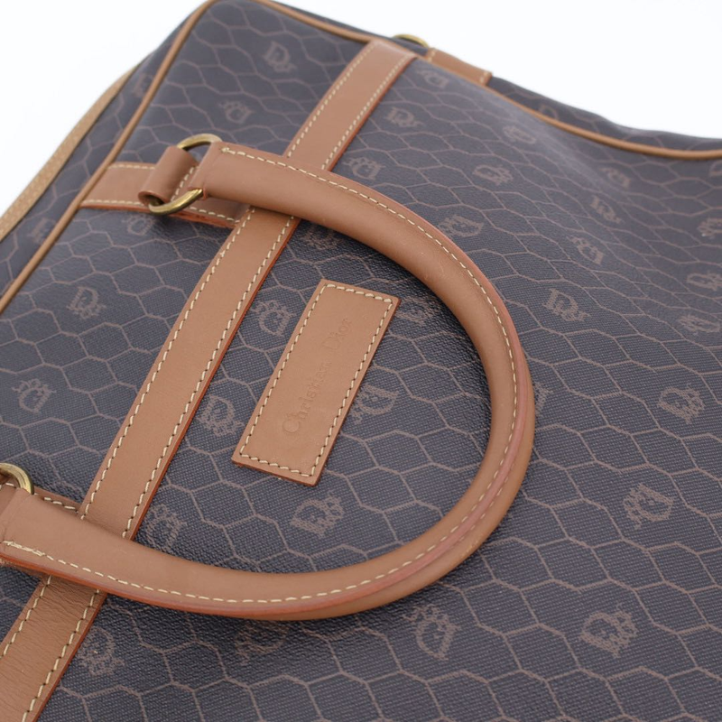 Christian DIOR Honeycomb Brown Gold Hardware PVC Business Bag