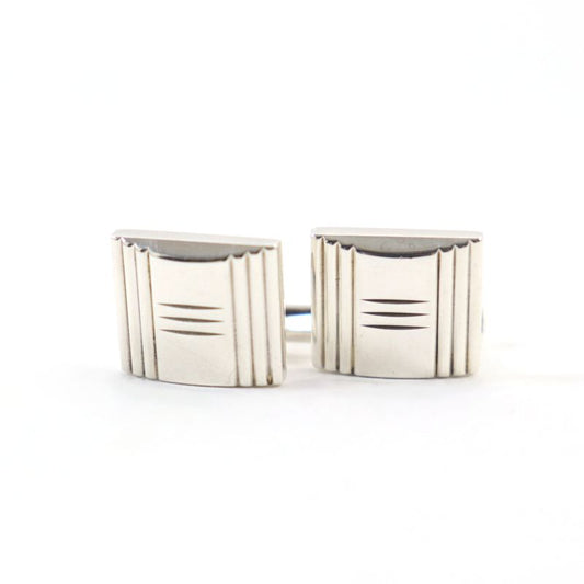 Hermes Ag925 Cadena Motif H Logo Square Form Cufflinks Button /