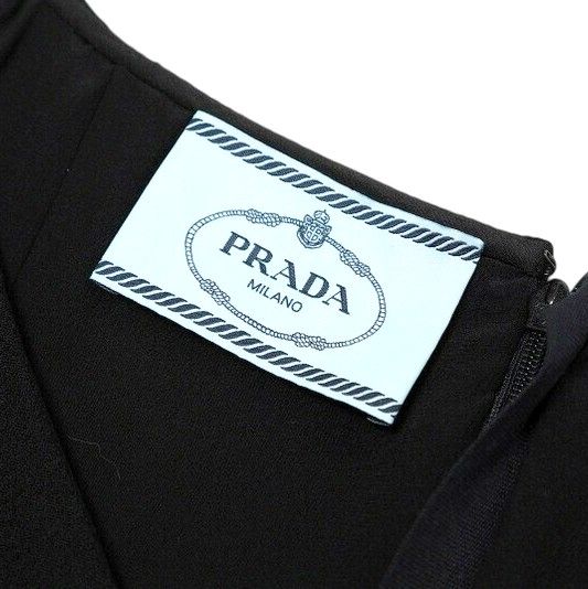Prada Dress Size 40S Wool Sleeveless V-neck Flared Midi None Fabric Made In