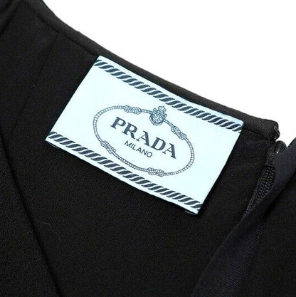Prada Dress Size 40S Wool Sleeveless V-neck Flared Midi None Fabric Made In
