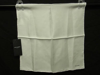 Saint Laurent 100% Silk Handkerchief Scarf For Women In White Fa1158