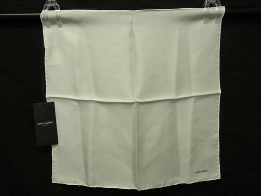 Saint Laurent 100% Silk Handkerchief Scarf For Women In White Fa1158