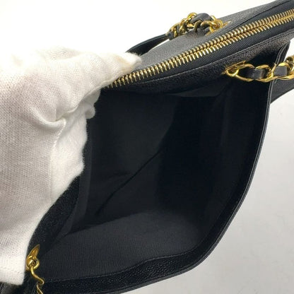 Chanel Triple Coco Mark Serial No 4 Series Chain Shoulder Bag Caviar Skin Black