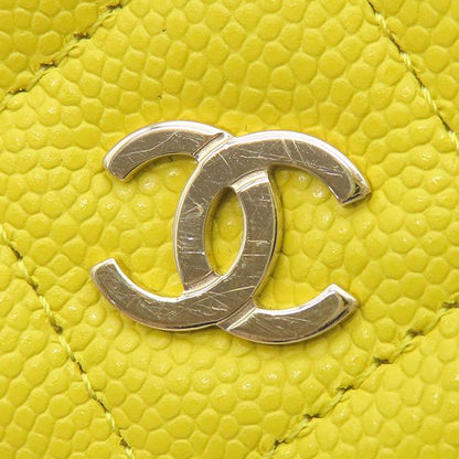 Chanel Chain Wallet Matelasse Caviar Skin Yellow Gold Hardware Yellow Chain