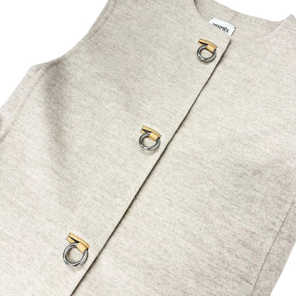 Hermes Outer Cashmere Beige Long Vest Gilet
