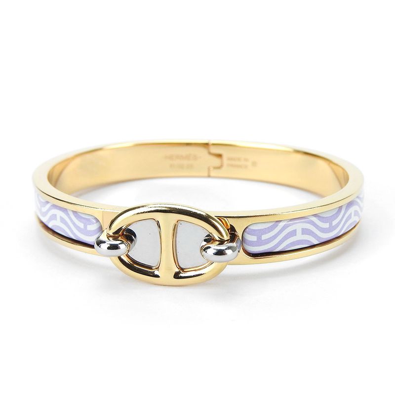 Hermes Bangle Mini Click Chaine D'ancre Metal Gold Silver Purple Bracelet
