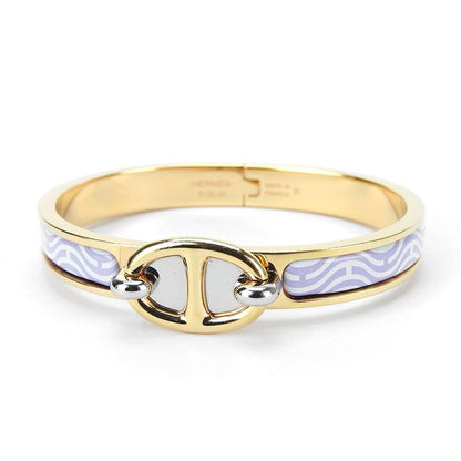 Hermes Bangle Mini Click Chaine D'ancre Metal Gold Silver Purple Bracelet