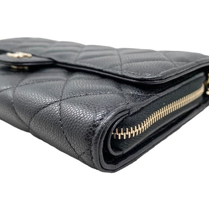 Chanel Shoulder Bag Chain Wallet Ap3876 Matelasse Caviar Skin Coco Mark Black