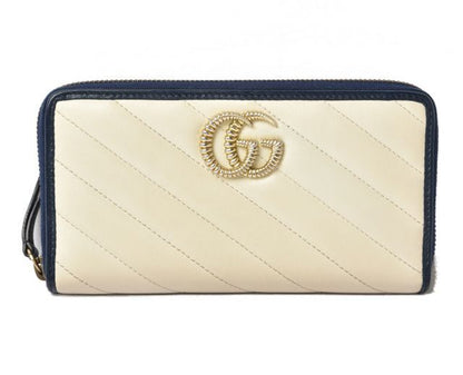 Gucci Wallet Gucci Long Wallet GG Marmont GG Marmont Quilted Leather White Navy