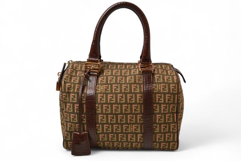 Fendi Bag Mini Boston Bag Fendi Zucca Pattern 8bl068 Khaki Brown