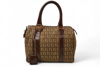 Fendi Bag Mini Boston Bag Fendi Zucca Pattern 8bl068 Khaki Brown