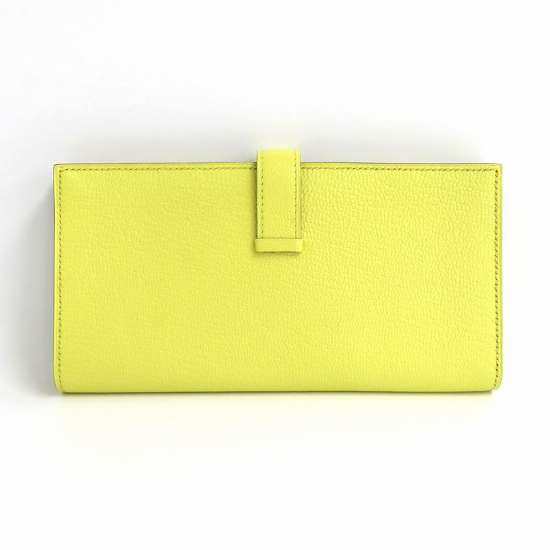 Hermes Bearn Soufflé Chevre Yellow Series Pink Gold Hardware R Stamp