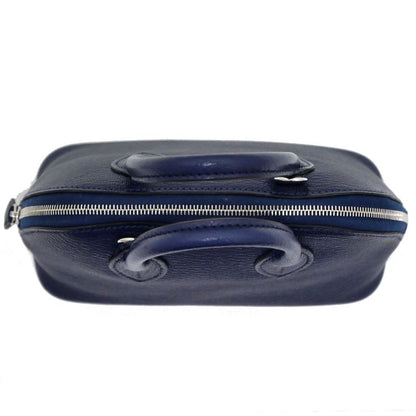 Hermes Bolide 1923 Mini Chevre Navy Silver Hardware W Engraved 2WAY