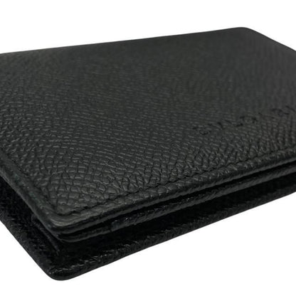 Bvlgari Card Case Pass Case Business Card Holder Compact Bifold Logo Leather