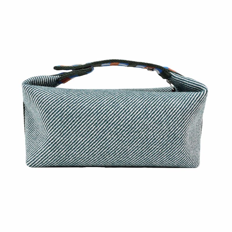 Hermes Brid A Black PM Au-carre Handbag Pouch Vert Foret Ladies