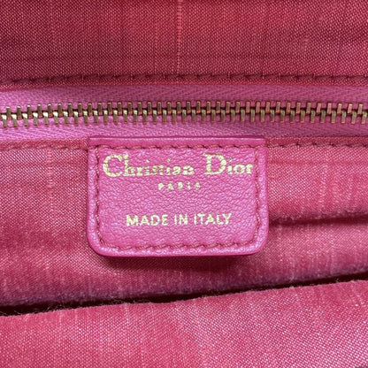 Dior/christian Dior Handbag Canage Stitch Pink Lame Leather