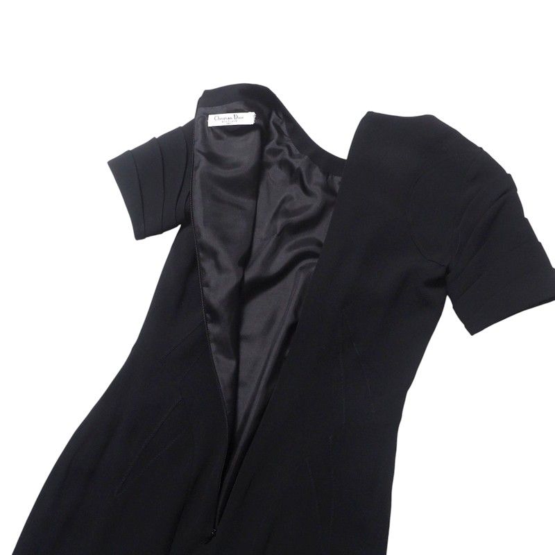 Christian DIOR Dress Size F34 Short Sleeves Dress Black Made In France