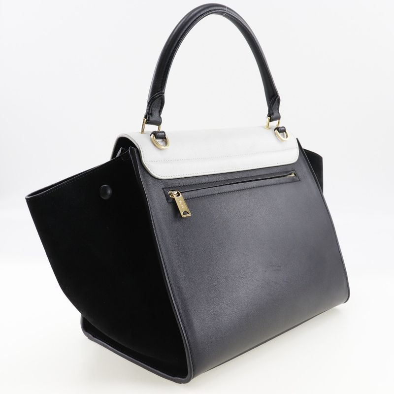 Celine Trapeze Medium 1695430ta Calf And Suede Black/white Ladies Handbag