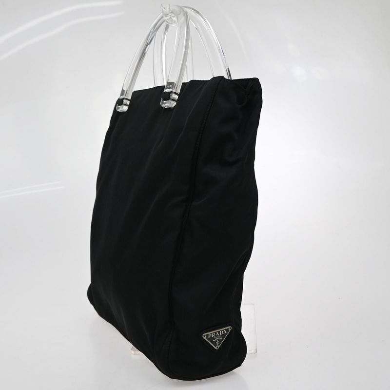 Prada Hand Bag Tote Bag Logo Nylon Black 67ka853