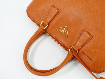 Authentic Prada Leather Handbag Orange Bag Pre-owned [follow-up Discount