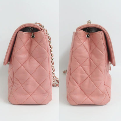 Chanel Matelasse Single Flap Chain Shoulder Bag Lambskin Pink Silver-ha