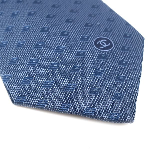 Chanel Necktie All Over Pattern 10cm (3.94in) Silk Blue Blue