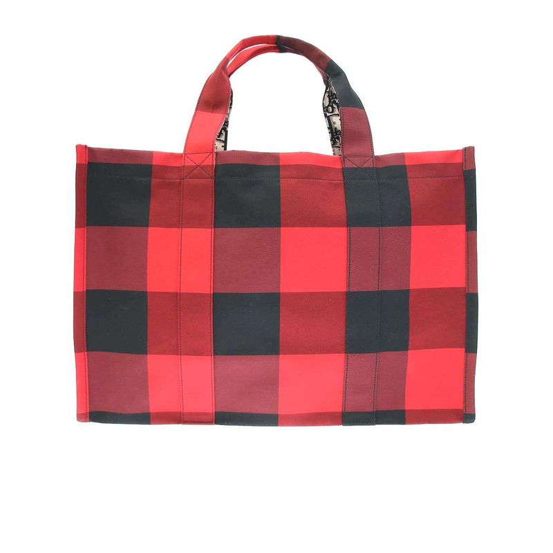 Christian Dior 19aw Double L Canvas Check Tote Bag 50-Ma-0179 Red