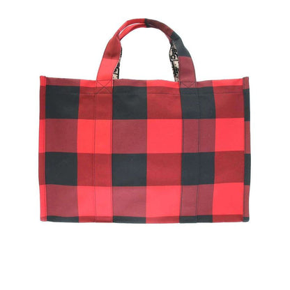 Christian Dior 19aw Double L Canvas Check Tote Bag 50-Ma-0179 Red