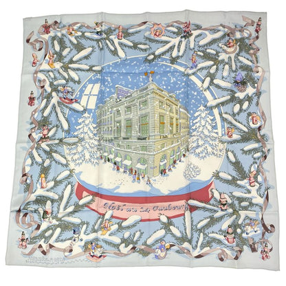 Hermes Carre 90 Noel Au 24 Faubourg Christmas At 24 Faubourg Silk Scarf