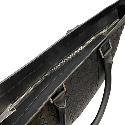 Bottega Veneta Tote Bag Intrecciato Leather Black Silver Hardware Bottega Veneta
