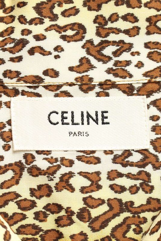 Celine 2c946227u Leopard All Over Rayon Short Sleeve Shirt Men 39