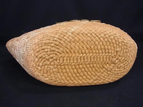 Loewe Anagram Straw X Leather Basket Bag Handbag Tote Women Beige Ft0538