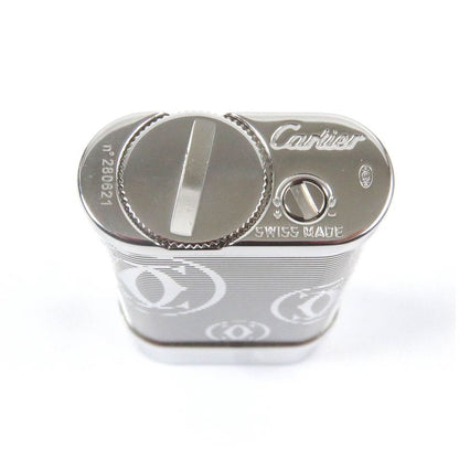 Cartier Godron Happy Birthday 2C Decor Oval Gas Lighter Silver Swiss Made Men's
