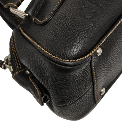 Chanel Logo Fringe Mini Boston Bag Handbag Black Caviar Skin Ladies Chanel