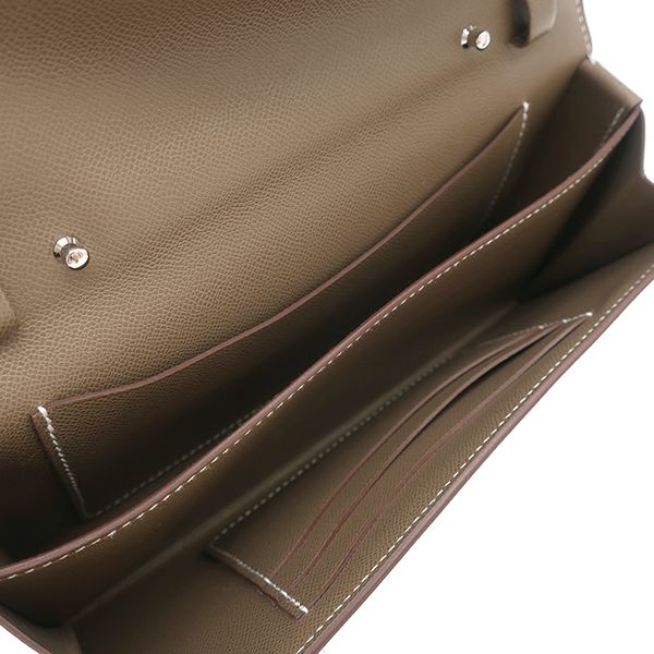 Hermes Long Wallet Charnière Togo Vaumeadam Etoupe Silver Hardware Unused