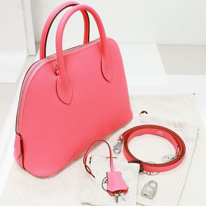 Hermes Handbag Shoulder Bag Bolide 1923 25 Epson Rose Azalea Silver Hardware