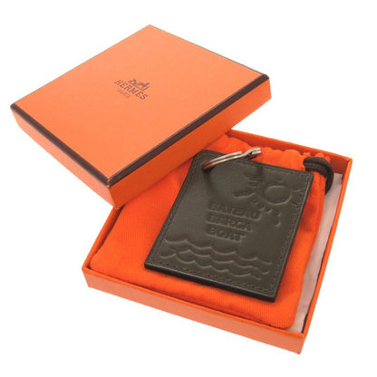 Hermes Bateau Barca BOAT Box Calf Khaki Key Holder Bagcharm 0495 Hermes