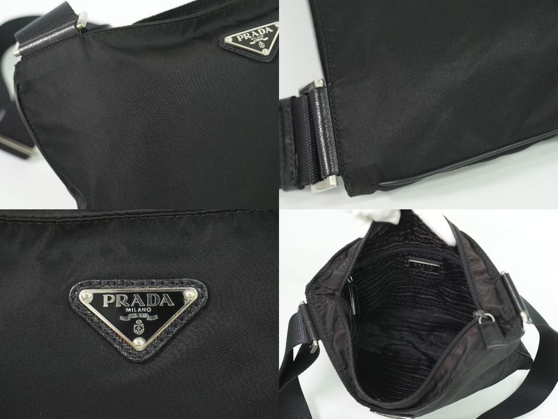 Authentic Prada Nylon Shoulder Bag Pochette Black Bag Pre-owned [follow-up
