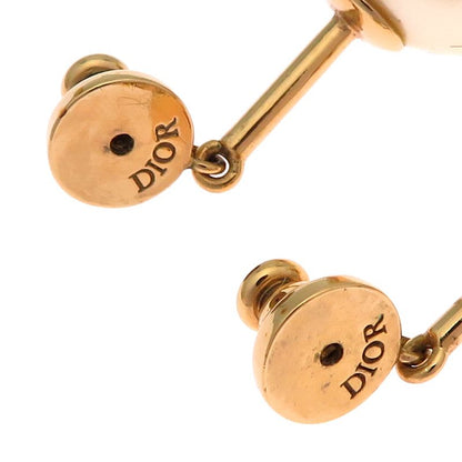 Dior Pearl Letter Charm Gold Earrings