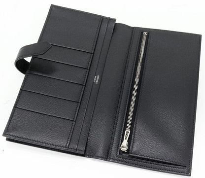 Hermes Long Zipper Wallet With Coin Purse Bearn Souffle Vaume D'adam Black
