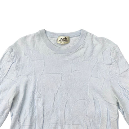 Em0157 Hermes Embossed Design Short Sleeve Knit Shirt Size L