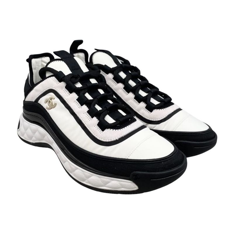 Chanel Sneakers Coco Mark G39982 Y56536 K5850 38 Size Fabric Suede Black White