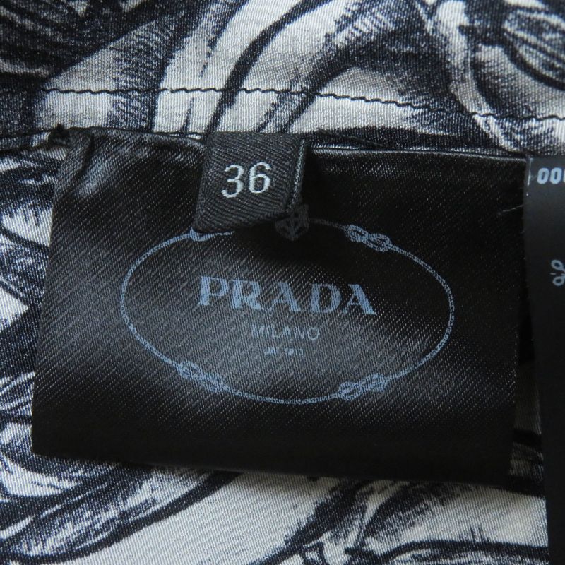 Prada 18AW P491c 100% Silk 100% Banana Allover Print Long Sleeve Shirt Black