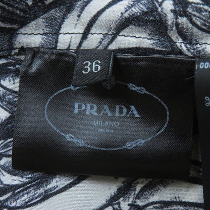 Prada 18AW P491c 100% Silk 100% Banana Allover Print Long Sleeve Shirt Black