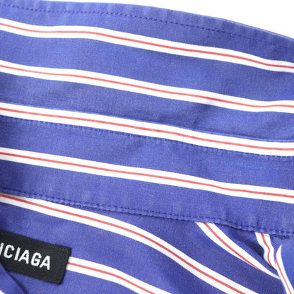 Balenciaga 21SS 642265 100% Cotton Stripe Logo Embroidery Oversized Long