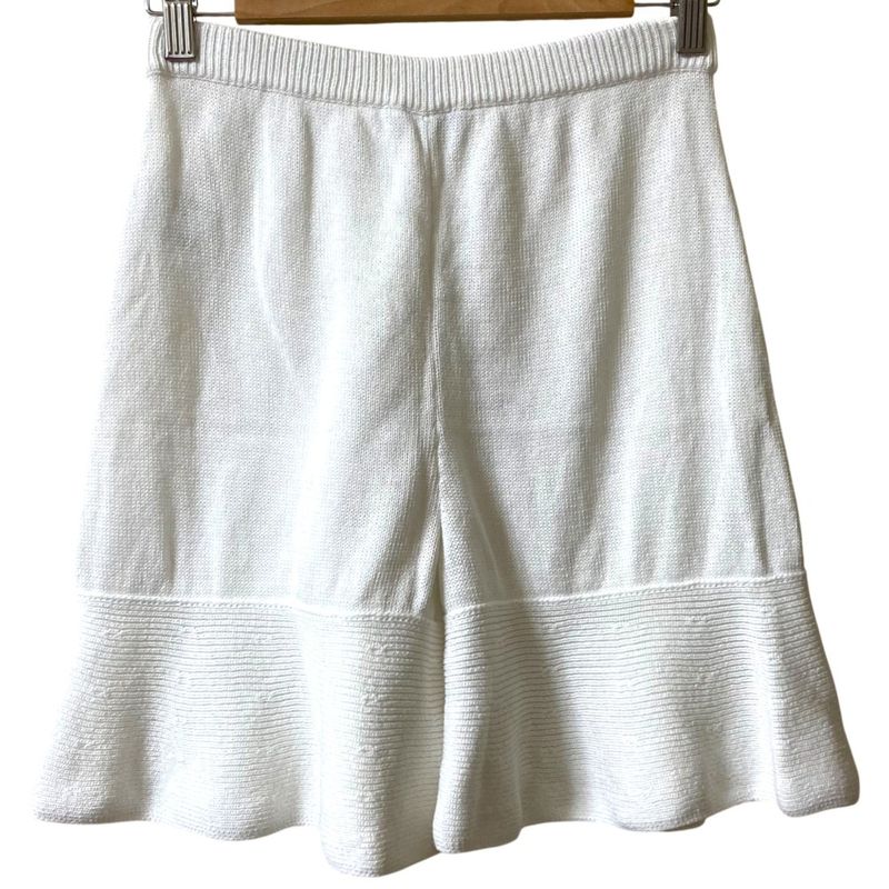 Good Chanel Coco Mark Cotton Knit Shorts P58597 Size 36 White Women's Used