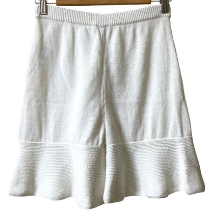 Good Chanel Coco Mark Cotton Knit Shorts P58597 Size 36 White Women's Used